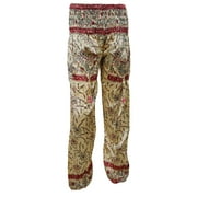 Mogul Women's  Yoga Harem Pant Beige Floral Print Trousers