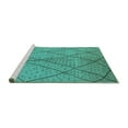thumbnail image 2 of Ahgly Company Machine Washable Indoor Round Solid Turquoise Blue Modern Area Rugs, 3' Round, 2 of 4