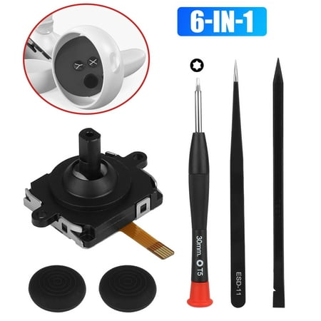 EEEkit 6-in-1 3D Analog Joystick Replacement Repair Kit Fit for Oculus Quest 2 Controller, Repair Tool Set Work for Left and Right VR Controller with T5 Screwdrivers