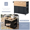 thumbnail image 5 of Kitchen Storage Island, Rolling Kitchen Island with Power Outlet, Portable Kitchen Island Cart on 5 Wheels with Wood Top, Open Storage and Wine Rack, Adjustable Storage for Home Kitchen Dining Room, 5 of 12