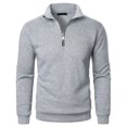thumbnail image 2 of Big and Tall Sweatshirt for Men Quarter Zip Pullover Loungewear 1/4 Zip Long Sleeve Fashion Sweaters Light Gray M, 2 of 4