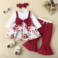 thumbnail image 2 of Vestido Para Niñas, Ropa Para Niñas Pequeñas, Ropa Para Niños Pequeños, Camisa Floral De Manga Larga, Pantalones De Color Sólido, Pantalones Con Diadema, Traje Borgoña Odeerbi LM103-4757, 2 of 9