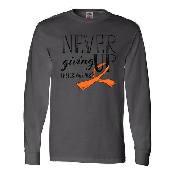 Inktastic Never Giving Up Limb Loss Awareness Orange Ribbon Long Sleeve T-Shirt