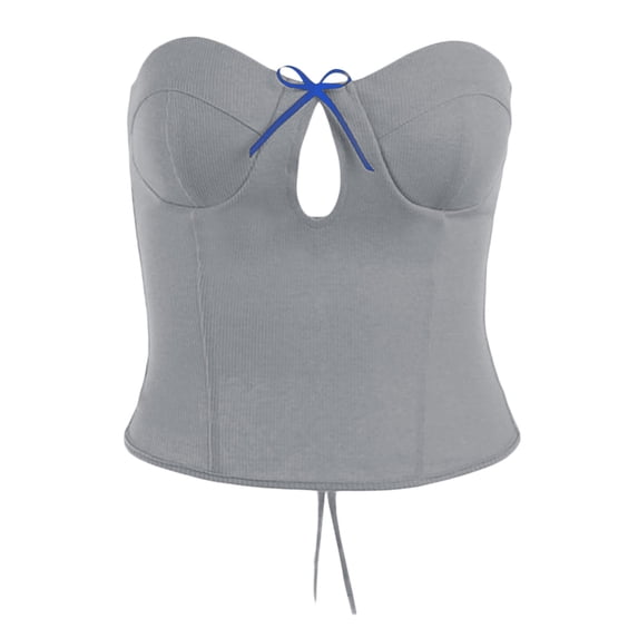 Franhais Women Tops Vest Fashion Soild Color Sleeveless Off Shoulder Casual Party Street Summer Strapless Cutout Vest