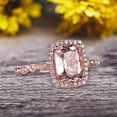 thumbnail image 6 of Milgrain Art Deco 1.50 Carat Cushion Cut Morganite Engagement Ring With 10k Rose Gold Shining Sparkling Halo, 6 of 6