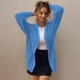 thumbnail image 3 of QUALFORT Women's 100% Cotton Cardigan Sweater, Oversized Long Sleeve Knit Button Front Cardigan with Pockets, Sky Blue XXL, 3 of 7
