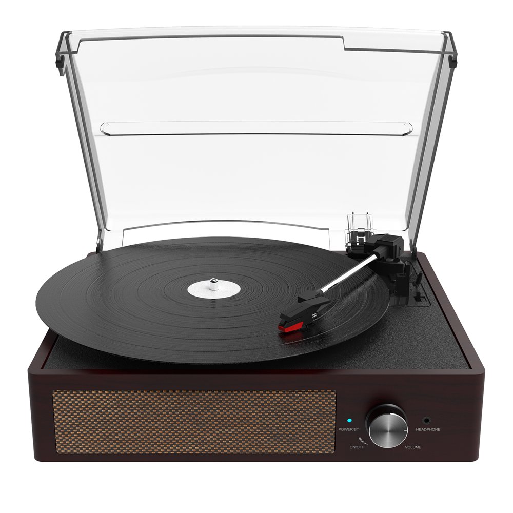Rybozen Bluetooth Record Player BeltDriven 3Speed Turntable Builtin