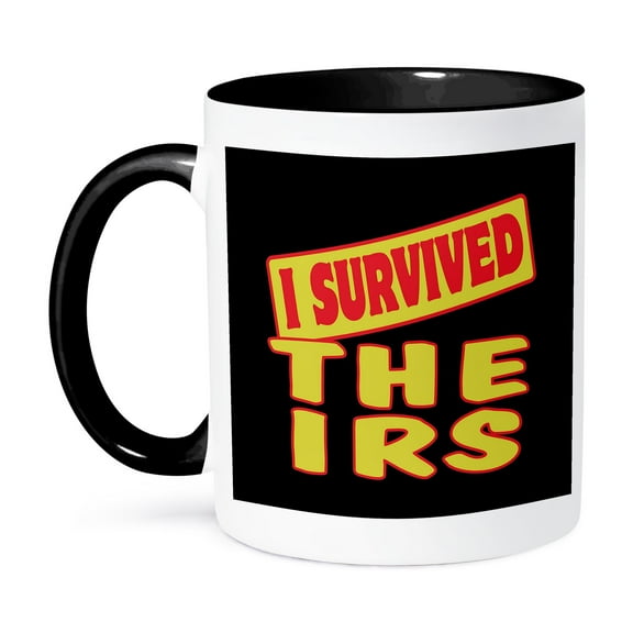 3dRose, I Survived The Irs Survial Pride And Humor Design, 11oz Two-Tone Black Mug