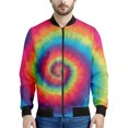 thumbnail image 3 of Chaquetas bomber coloridas con estampado de arcoíris y teñido anudado para hombre 2024, la última moda, chaqueta de vuelo para hombre y mujer, abrigo con cuello alto, tops de gran tamaño, 3 of 5
