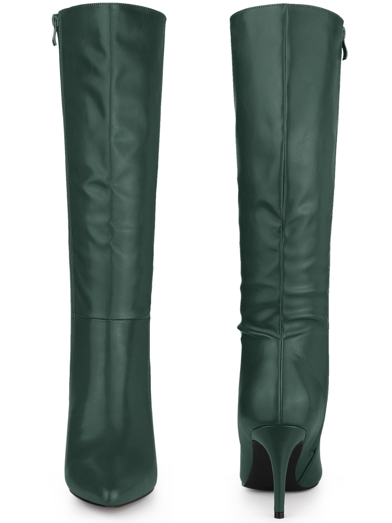 Unique Bargains Pointed Toe Side Zipper Stiletto Heel Knee High Boots for Women
