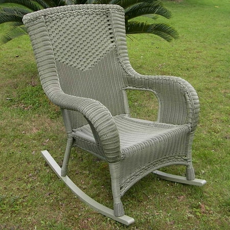Childs Wicker Rocker - International Caravan San Tropez Wicker Resin Aluminum High Back Patio Rocking Chair
