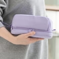 thumbnail image 6 of Canvas Pencil Case Large Capacity 4 Compartments Double Sided Hanging Loop Assorted Colors for Students Teens Adults, 6 of 7