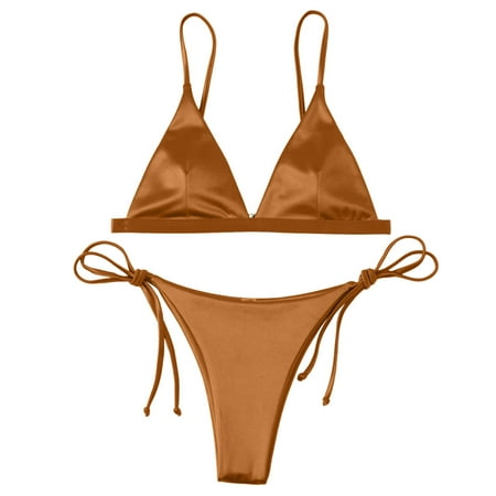 Lojoutye 2025 Women Bandeau Bandage Bikini Strapless Bikini Top Set Push Up Brazilian Bikini Women Swimwear Beachwear Swimsuit Lace Bikini Underwear for Women Bikiniwear