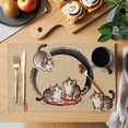 thumbnail image 2 of Brown Cute Cat Placemats Set of 6, Modern Art Placemats for Dining Table, Place Mats for Kitchen Tabletop, Waterproof Wipeable Dining Table Mats Set, 2 of 9