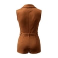 thumbnail image 4 of Women's Western Style Solid Color Fringe Jumpsuit Long Sleeve Romper Casual Party Wear Brown L, 4 of 5