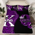 thumbnail image 2 of Feelyou Purple Leopard Print Bed Sheets, Romantic Anniversary King Sheets, Stripes Geometric Sheet Set, Ultra Soft Home Decor, 4pcs, 2 of 7