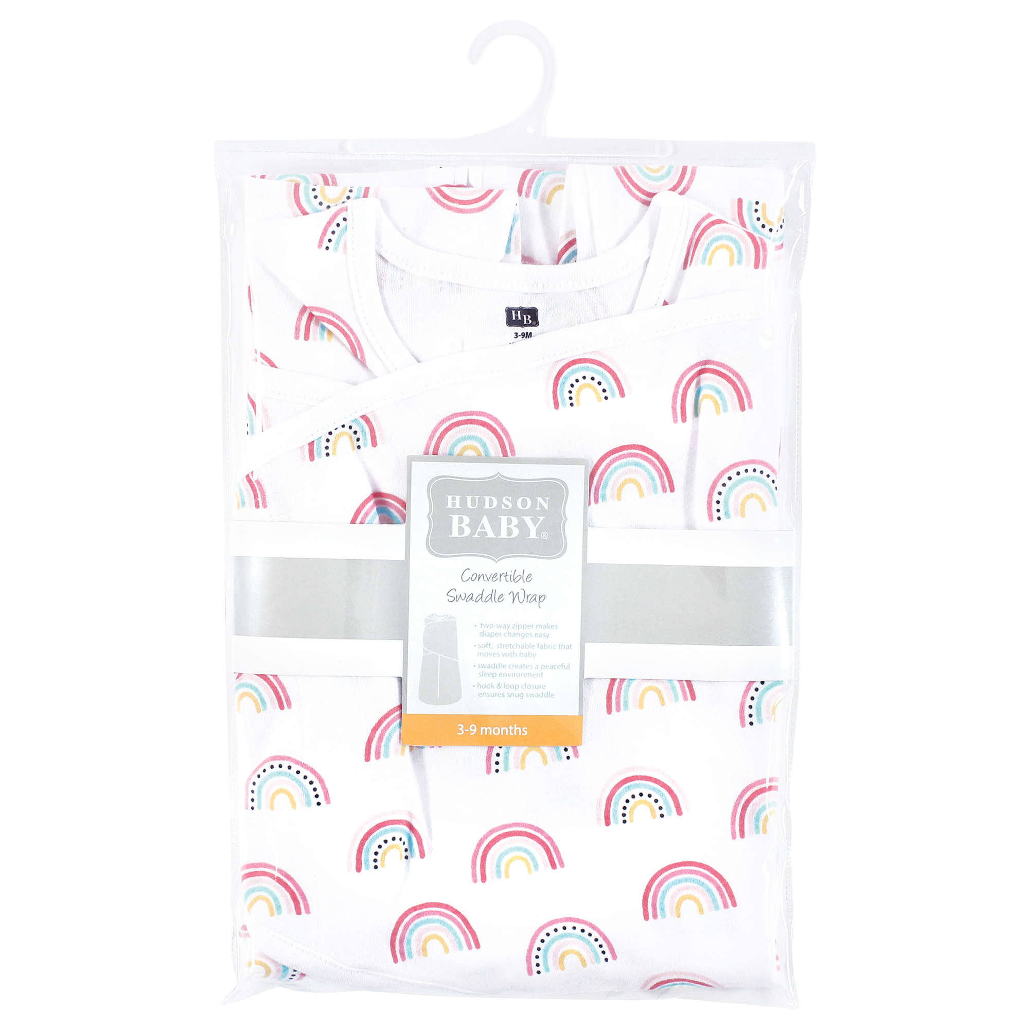 Hudson Baby Infant Girl Convertible Swaddle Sleep Sack, Modern Rainbow, 0-3 Months
