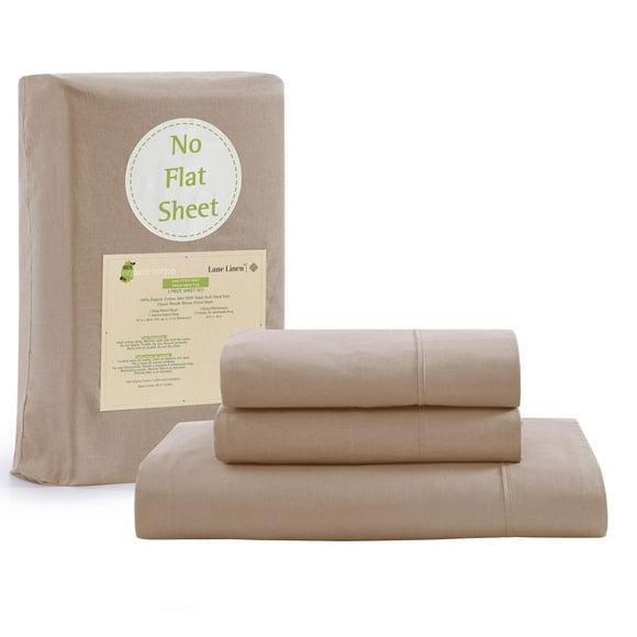 Sábana bajera LANE LINEN King, 100% algodón orgánico, color topo