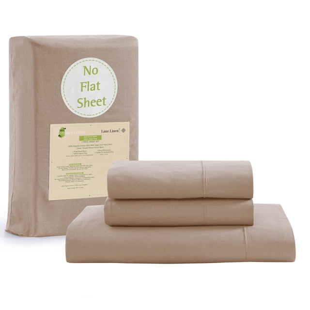 Sábana bajera LANE LINEN King, 100% algodón orgánico, color topo