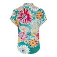 thumbnail image 4 of Camisetas de Manga Corta para las Mujeres Casual Impreso Botón Casa V-Cuello Camiseta Blusas, Poliéster, 4 of 8