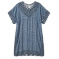 thumbnail image 6 of uvwlwu Women Lace Trim V Neck Sheer Chiffon Beach Cover Up Dot Loose Fit Swimsuit Tunic Dress,One Size, 6 of 6