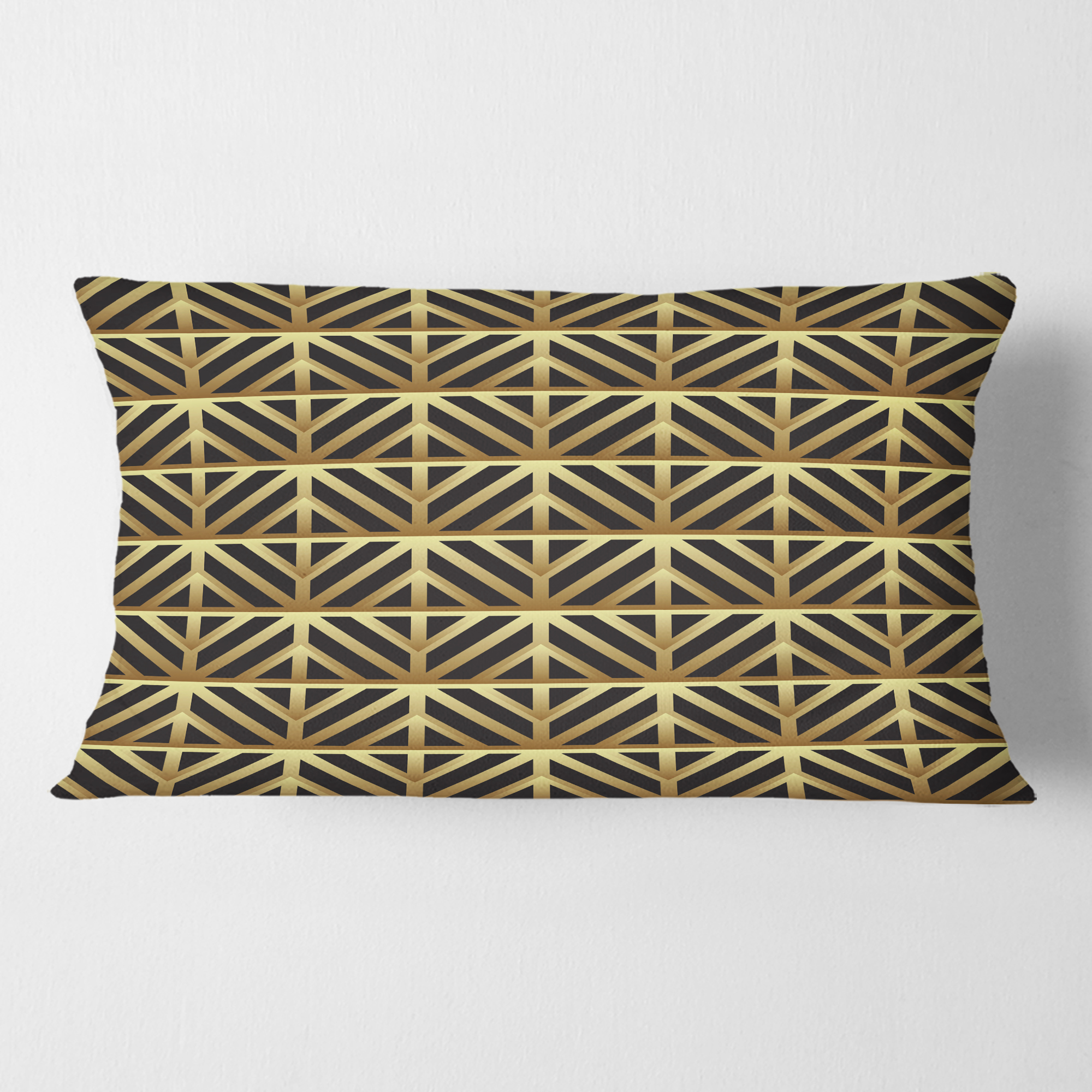 Designart Golden Luxury Metallic Geometrics XIV' Mid-Century Modern Throw Pillow - 12x20