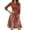 Red, variant on WTOBBY Women's Chic Floral Print Waistband Round Neck 3/4 Sleeve Dress, Flowy Midi Sundress with Comfort Fit for Daily Activities,Army Green L