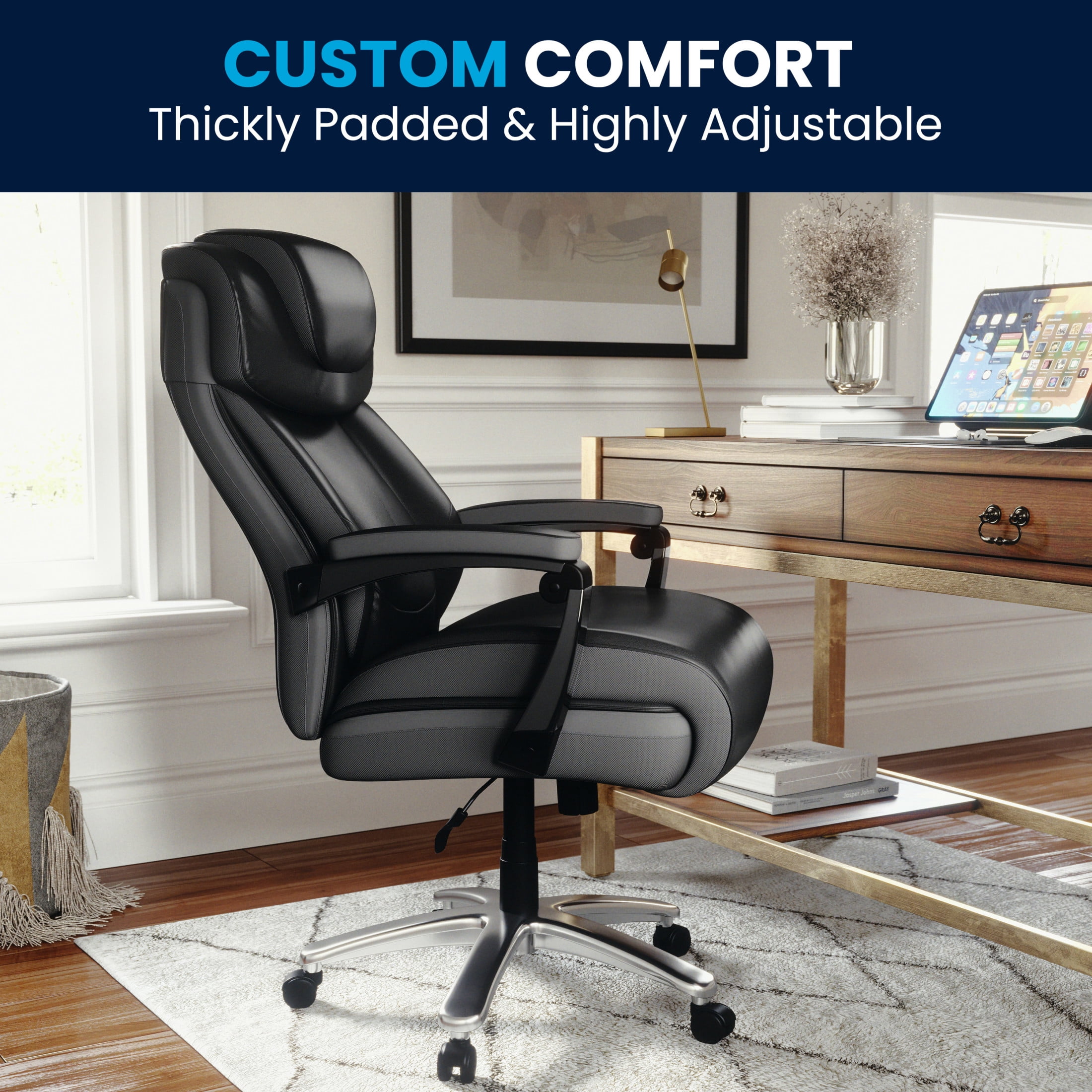 Flash Furniture Hercules Series Big & Tall Ergonomic LeatherSoft Office Chair, Black