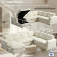 thumbnail image 2 of Oversized Modern Living Room With Storage Function, 114", Chenille, Crystal Buttons, Beige For Comfort Upholstered Plentiful Space, Design, 2 of 6