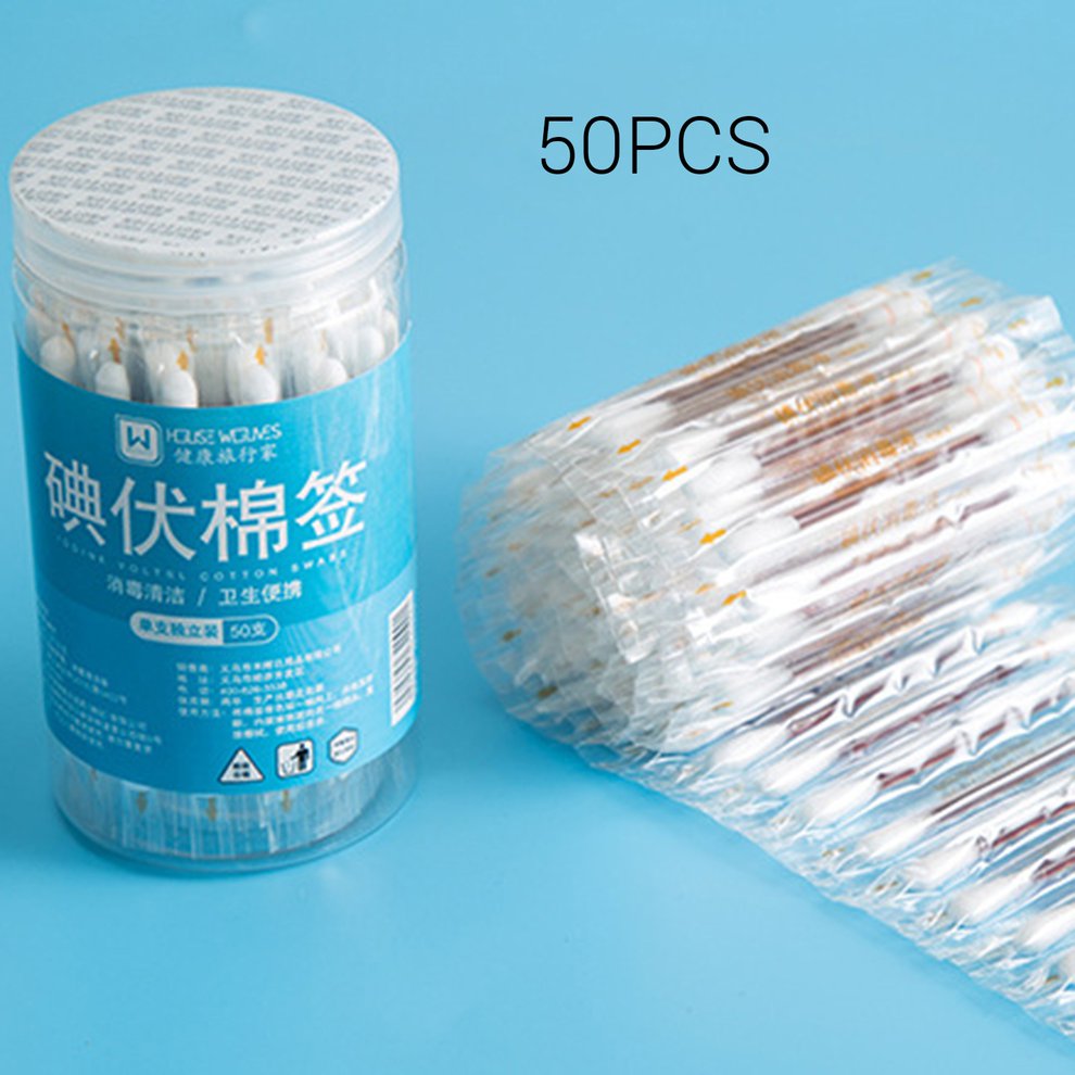 33001 Iodophor Cotton Swab Stick 50 Disinfectant Cotton Swabs Cotton