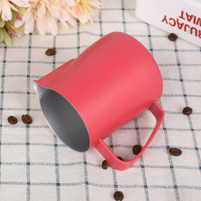 Anti-corrosive Milk Frothing Pitcher Non- Coffee Steaming Pitcher, For Cafes Restaurants Bars Rose Red