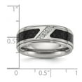 thumbnail image 2 of Titanium Polished With Black Carbon Fiber Inlay and Cubic Zirconia 8mm Band Size 12.5 Ring for Women and Men, 2 of 2