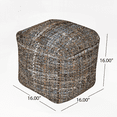thumbnail image 3 of Koki Handcrafted Fabric Pouf in Khaki | Recycled Denim & Paper Chindi | 250 lbs Capacity | Multicolor Braided Design, 3 of 6