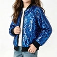 thumbnail image 2 of Tqyyweavej Toddler Boys Girls Sequin Bomber Jacket Glitter Zip Up Long Sleeve Jacket Sparkly Versatile Outwear Coat with Pockets for Party 2-13Y, 2 of 10