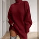 thumbnail image 4 of Vestido de suéter para mujer, elegante vestido de suéter de cuello alto para mujer para otoño e invierno, suéter holgado y cálido con mangas largas, 4 of 5