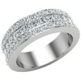 thumbnail image 3 of 14K White Gold Men’s or Unisex Ring Princess Cut and Round Brilliant Diamond Half Eternity Wedding Band 2.52 CTW, 3 of 6