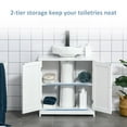 thumbnail image 5 of kleankin Pedestal Sink Cabinet White Bathroom Vanity Storage with U-Shape Cut-Out Adjustable Shelf, 5 of 13