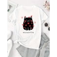 thumbnail image 2 of Camisetas de manga corta para mujer, diseño gráficoCozy Comfort | Women's "Meowentine" Heart Cat Graphic T-Shirt - Casual Round Neck, Short Sleeve, Comfortable Polyester Blend, Perfect for SummerFat, 2 of 7