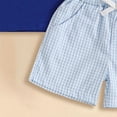 thumbnail image 5 of Xudanell Baby Boy Outfit Toddler Ball Short Sleeve Tee and Plaid Shorts 2 Piece Summer Embroidery Clothes Set Blue 18-24 Months, 5 of 6