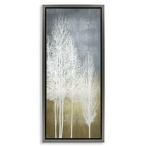 Stupell Industries Tall Bare White Trees Nature Landscape Painting Gray Floater Framed Canvas Art Print Wall Art, 11 x 25