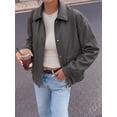 thumbnail image 6 of BTFBM Faux Leather Jacket Women Fall Clothes Long Sleeve, Bomber Jackets, Snaps, Pockets, Oversized, Zip Up Motorcycle Outerwear, Airport, Going Out Outfits, Winter Coat, 6 of 9