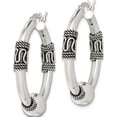 thumbnail image 3 of Sterling Silver Antiqued Hoop Earrings (33 X 33) Made In India qe6861, 3 of 6