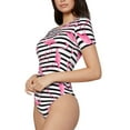 thumbnail image 2 of Easygdp Flamingos Women's One-Piece Swimsuit Slim Fit Crew Neck Bodysuit Athletic Swimwear with Concealed Buckle - Small, 2 of 9