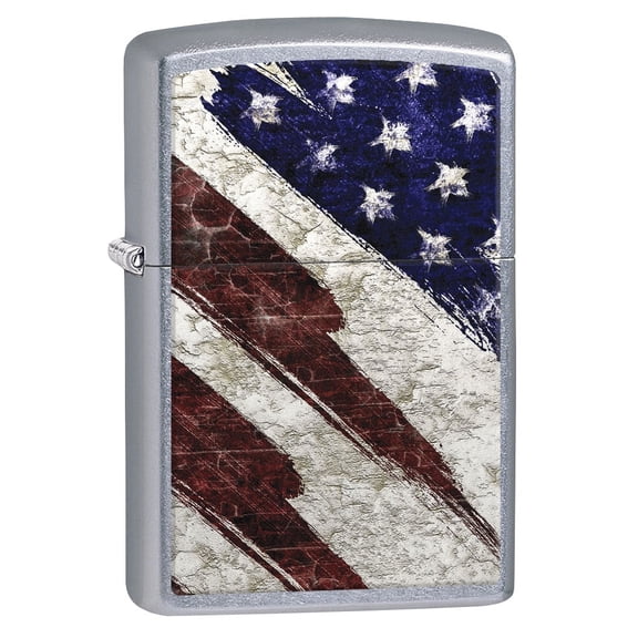 Zippo Custom Lighter: Rustic United States Flag - Street Chrome 78540