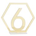 thumbnail image 6 of Famyfamy Table Numbers Wedding Supplies Hexagon Shape With Holder Base Mirror Gift Cards Acrylic Geometric Centerpiece 1-15, 6 of 24