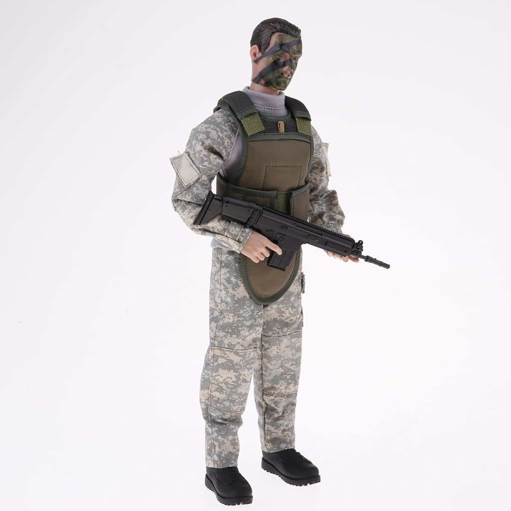 1 6 Army Soldier Actionfigur Puppe mit Metall Display Stand Hanger Rack Set 