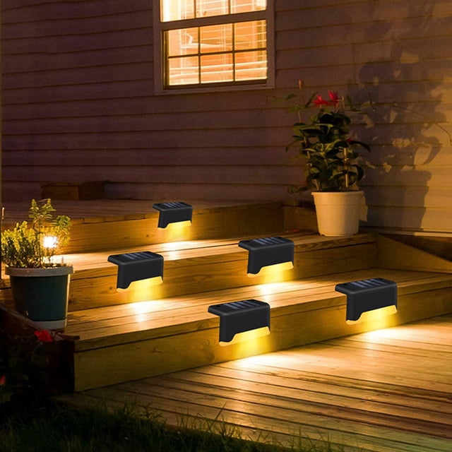 OUNONA 6Set Charging During Daytime Solar Outside Lights Solar Deck Lights Black Shell for Yards