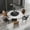 White + Black + Black, variant on Magic Home 53.15” White Sintered Stone Round Dining Table with 23.62” Black Slate Round Turntable for 6 People with Black Sturdy Metal Legs