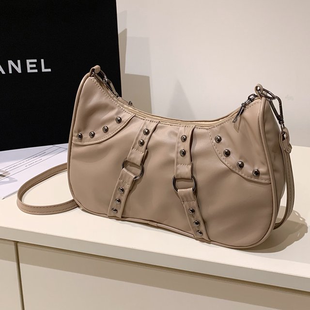 Bolso de mano para mujer a la moda con remaches geniales para regalo (caqui) Sywqhk Para Estrenar