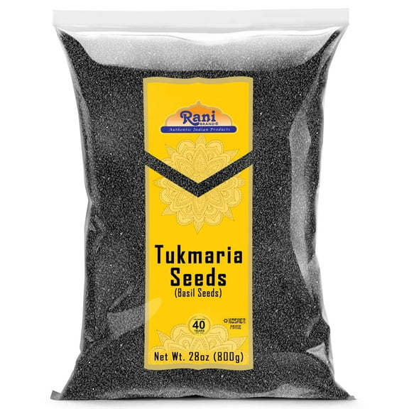 Rani Tukmaria (Holy Basil Seeds) 28oz (800g) Used for Falooda/Sabja Dessert, Spice & Ayurveda Herbal ~ All Natural | Gluten Friendly | NON-GMO | Kosher | Vegan | Indian Origin